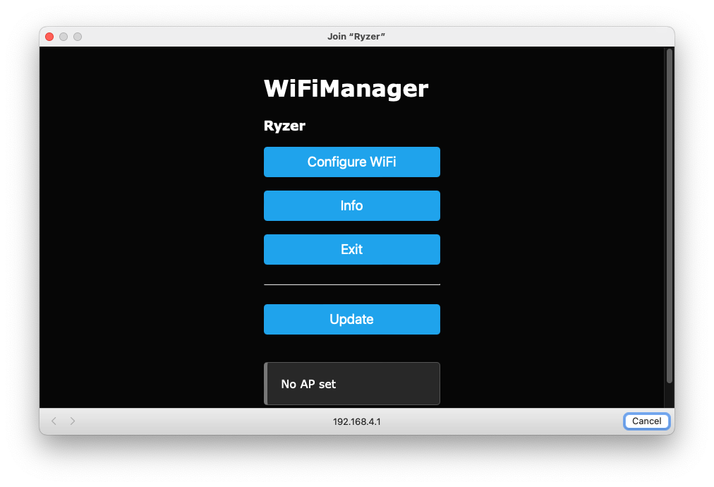 WiFiManager configuration page